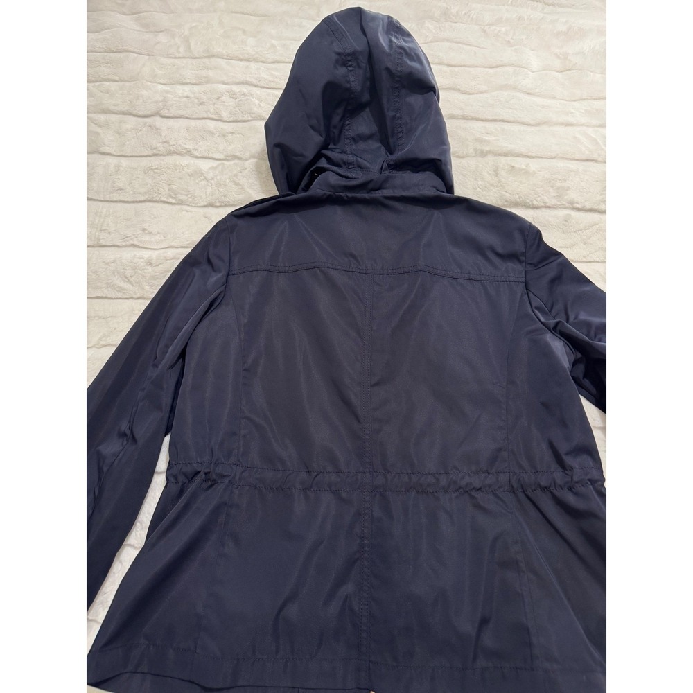 Talbots Petites Dark Navy Hooded Utility Anorak Jacket Women's 14P Lightweight - Picture 10 of 11